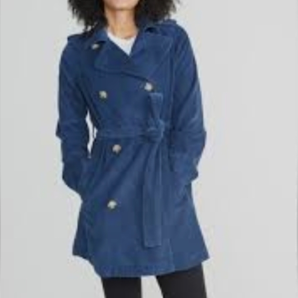 Marine Layer Navy Double-Breasted‎ Trench Coat